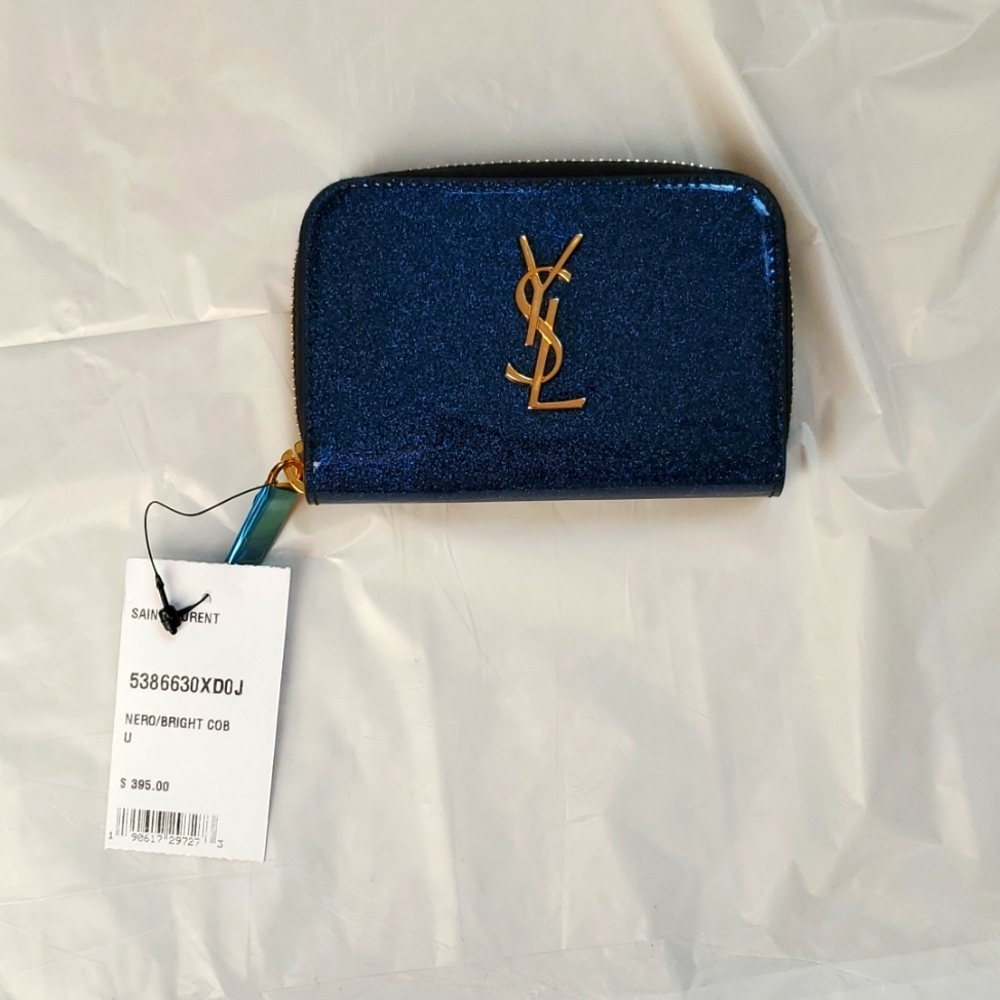 New Saint laurent zip wallet. Blue glitter